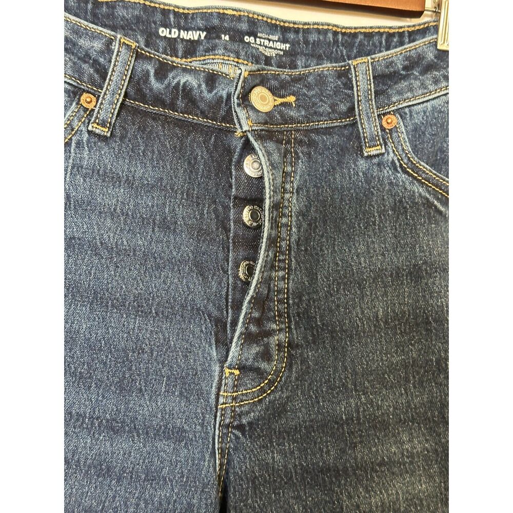 Old Navy Women's High-Waisted Button-Fly OG Straight Ankle Jeans Size 14 Raw Hem - Picture 2 of 5